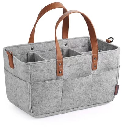 Momy-Babytas-Luxe Luiertasje Zachte Stof – Grote Capaciteit – Afneembare Vakken – Lichtgrijs-33*15*18cm