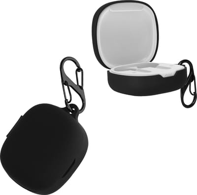 kwmobile cover voor oordopjes case - geschikt voor JBL Wave Flex / Wave Flex 2 - Trendy beschermhoes draadloze oordopjes in zwart