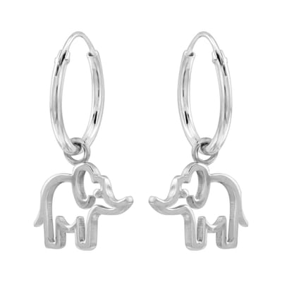 WeLoveSilver - zilveren oorringen kinderen - 925 zilver - opengewerkte olifant