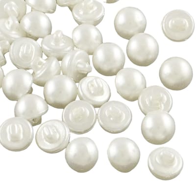 12 MM 100Pcs 1 Gat Beige Imitatie Parel Knoppen Hars Schacht Ronde Knoppen Mini Witte Acryl Knop Bulk Voor Naaien Maken Ambachten Bruiloft Decoraties Sieraden Jurk DIY Accessoires