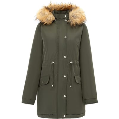 Miso Dames Hooded Full Zip Parka (Khaki Groen)