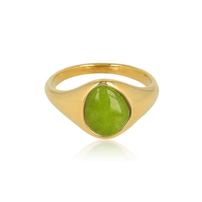 My Bendel - Goudkleurige Ring met Organische Vorm - Peridot - met Luxe Cadeauverpakking | Sieraden Voor Dames | Maat 16.00 Mm / Maat 50