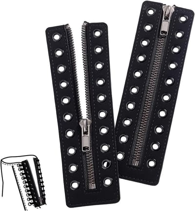 Leren Zipper Inserts voor Boots met 10 Metalen Oogjes, 17.5x5cm, Knoopvrije Schoenveters voor Volwassenen en Kinderen