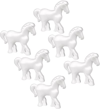 Rayher hobby Piepschuim vormen en figuren - 6x - paardje - wit - 15 cm - Zelf beschilderen/knutselen
