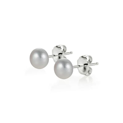 PROUD PEARLS® pareloorbellen knopjes met zilvergrijze parels 5mm