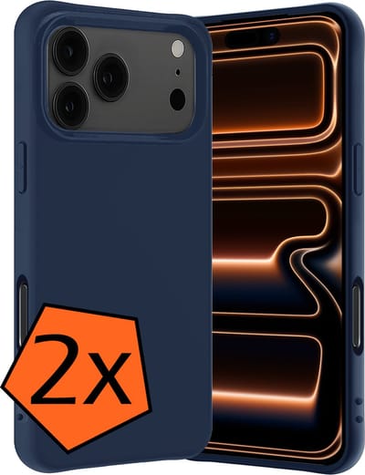 Hoes - 2 Stuks - Geschikt voor Apple iPhone 17 Pro Max / 18 Pro Max - Sterk & Shockproof - Case Siliconen - Back Cover - Telefoon Hoes - Donkerblauw