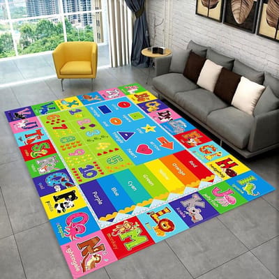 ABC Cartoon Alfabet Kinderen Kruipen Kinderen Speelkamer Vroege Educatie Gebied Tapijt, Tapijt voor Woonkamer Slaapkamer Bank, Antislip Mat 80x120cm