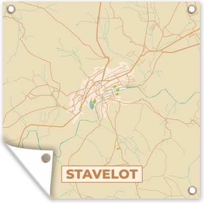 Tuin poster Stadskaart - Plattegrond - Vintage - Kaart - Stavelot - 200x200 cm - Tuindoek