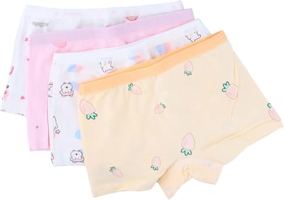 Set van 4 meisjes boxershorts met unieke patronen, maat L, comfortabel en ademend, geschikt voor 120 cm hoogte, 20-25 kg