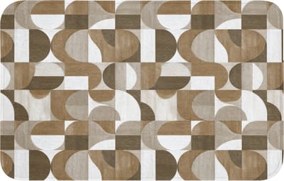 Badmat 80x50 cm - Antislip - Abstract - Retro - Bruin - Badmatten voor badkamer - Badkamermat - Douchemat - Badkamer mat