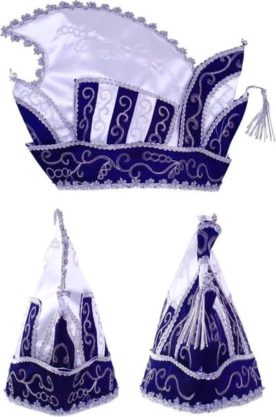Luxe Prinsenmuts blauw/wit maat 63 - Optocht Carnaval prins thema feest festival prinsen party alaaf