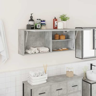 vidaXL - Badkamerwandkast - 100x25x40 - cm - bewerkt - hout - betongrijs