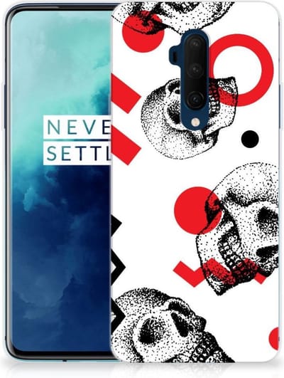 Silicone Back Case OnePlus 7T Pro Skull Red