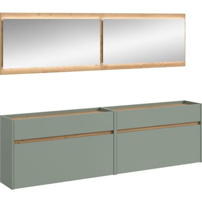 Moderne Garderobecombinatie met LED-verlichting - 4-delige opbergset met spiegels - 192x220x32cm
