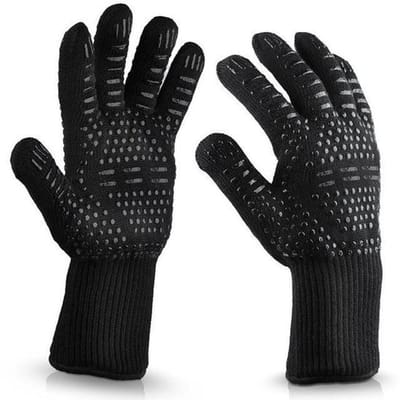 BBQ Handschoenen - Ovenwanten Hittebestendig - Veilig Grillen - Hoge Temperatuur Bescherming - 2 Stuks - Zwart
