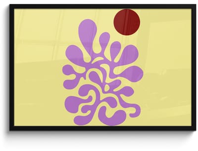 Poster in lijst - Fotolijst 90x60 cm - Posters - Koraal - Cirkel - Abstract - Geel - Posterlijst zwart - Decoratie - Wanddecoratie woonkamer - Muurdecoratie slaapkamer