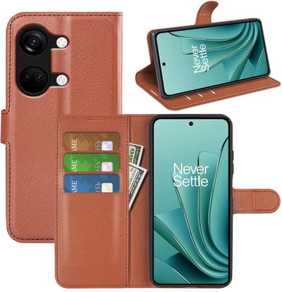 MobyDefend Hoesje - Geschikt voor OnePlus Nord 3 - Kunstleren Wallet Book Case (Sluiting Voorkant) - Bruin