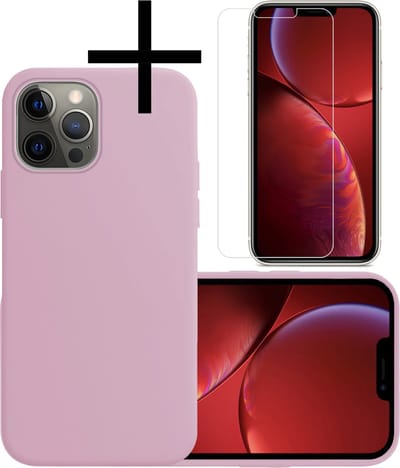 Hoesje - Met Screenprotector - Geschikt voor Apple iPhone 13 Pro - Sterk & Shockproof - Back Cover - Siliconen Case - Telefoon Hoes - Lila