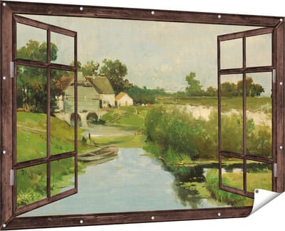 Gards Tuinposter Doorkijk Zomerdag - Johan Hendrik Weissenbruch - 180x120 cm - Tuindoek - Tuindecoratie - Wanddecoratie buiten - Tuinschilderij