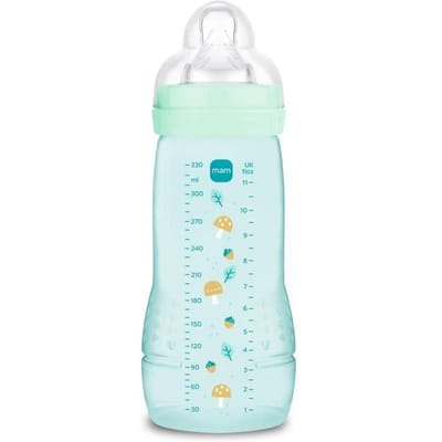 Fles - MAM BABY - Easy Active - +6 maanden - 330 ml - Speen doorstroming X - IJs blauw