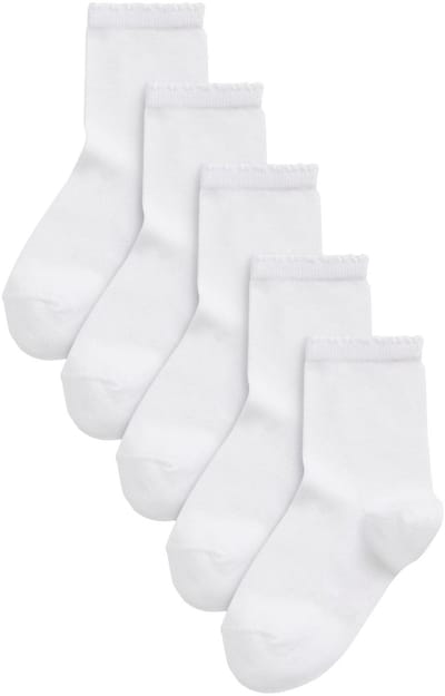 Next - Meisjes - Set van 5 paar katoenrijke school enkelsokken - Wit