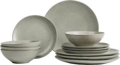 Broste Copenhagen Serviesset Nordic Marsh 12-delig / 4 personen - 4 dinerborden, 4 ontbijtborden en 4 kommen