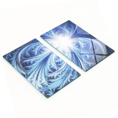 Set van twee glazen snijplanken met abstract bloemmotief, 2x30x52 cm