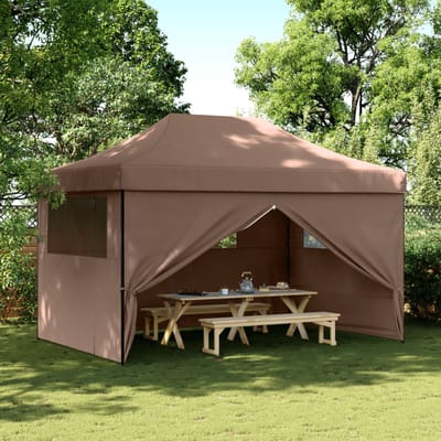 vidaXL - Partytent - inklapbaar - pop-up - met - 4 - zijwanden - bruin