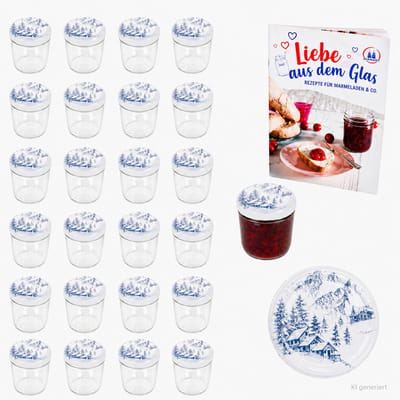 Set van 25 stuks sturzglas 230 ml TO 82 Alpen deksel incl. receptenboekje
