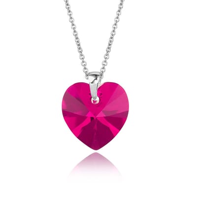 Montebello Ketting Fleur HZ109 - Swarovski Hart - 925 Zilver Gerhod. - Ø14mm - 50cm