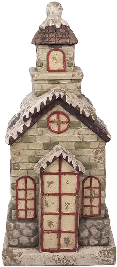 Clayre & Eef Decoratie Beeld Huis 36x30x80 cm Groen Keramisch materiaal