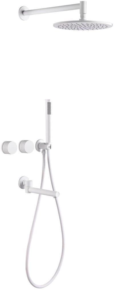 Hudor SC74 Douchepaneel Wit Messing - Regendouche met Handdouche - Doucheset Argolide Collectie - Thermostaatkraan - UPC Gecertificeerd