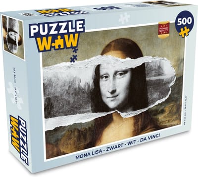 Puzzel Mona Lisa - Zwart - Wit - Da Vinci - Legpuzzel - Puzzel 500 stukjes