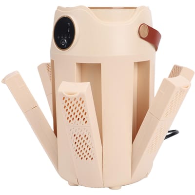 Sèche-chaussures Portable Pliable Température Constante Minuterie 6 Griffes Séchage Rapide Machine à Chaussures beige