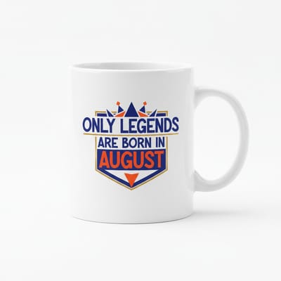 Only Legends Are Born in August Mok – Verjaardag Quote Koffiemok – 330 ml Keramische Mok Cadeau