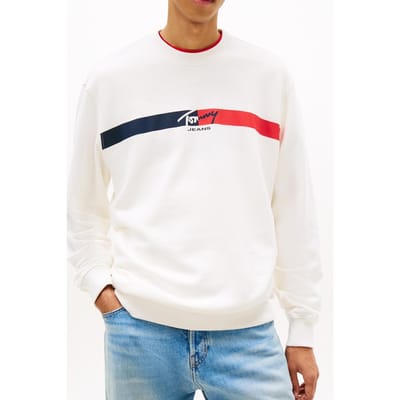 Tommy Hilfiger Tjm Regular Sign Stripe Sweatshirt Ecru Taglia: S | Maglioni a maglia Outlet | Uomo | Marrone