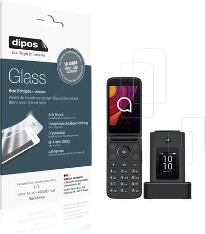 dipos – 2x Pantserfolie geschikt voor TCL One Touch 4043D mit Rückseite | 9H Screenprotector