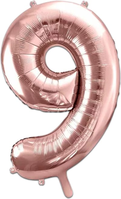 LUQ - Cijfer Ballonnen - Cijfer Ballon 9 Jaar Rose Goud XL Groot - Helium Verjaardag Versiering Feestversiering Folieballon