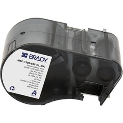 Brady M5C-1500-595-CL-BK tape vinyl zwart op transparant | 38,1 mm x 6,1 m (origineel)