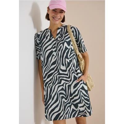Knielange jurk met zebraprint