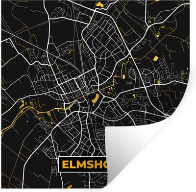Muurstickers - Sticker Folie - Elmshorn – Stadskaart – Gold – Plattegrond – Stadskaart – Kaart - Duitsland - 100x100 cm - Plakfolie - Muurstickers Kinderkamer - Zelfklevend Behang XXL - Zelfklevend behangpapier - Stickerfolie