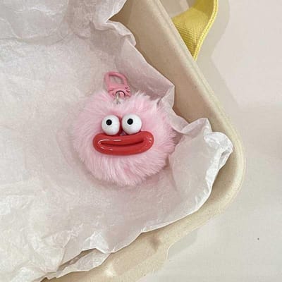 Porte-clés Clown Cartoon Drôle Mini Peluches Bouche Saucisse Porte-clés Kawaii Coloré Grande Bouche Peluche Pendentif Accroche Sac gray