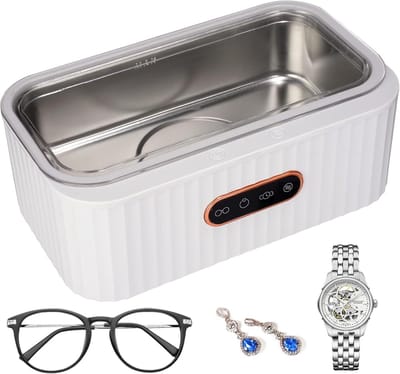 Ultrasoon reinigingsapparaat, 45 kHz brillenreinigingsapparaat met 4 modi, draagbaar ultrasoon apparaat, 400 ml ultrasoon apparaat, ultrasone reiniger voor brillen, ringen, sieraden, munten