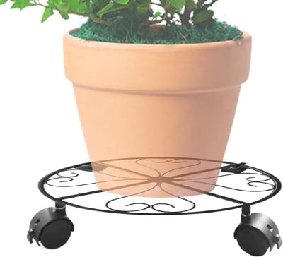 Plantenhouder met wielen - Bloempot trolley - Planten verplaatsen - Met veilige remmen - 31 x 31 x 6 cm