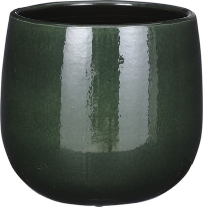 Mica Decorations Plantenpot/bloempot - keramiek - donkergroen glans/spotted- D21/H19 cm