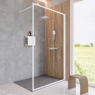 Z_Schulte douchewand inloopdouche 90x200 - mat wit - helder veiligheidsglas met Frame Contouring - antikalk