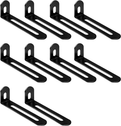 10 Stuks Hoekverbinders - 73 × 23 - 5 × 15 mm Zwart - Bevestigingshoek met 2 Lang Gat - Verstelbare L-Vormige Hoekbrace - Metalen Verbindingshoeken 90 Graden voor Tafel - Stoel