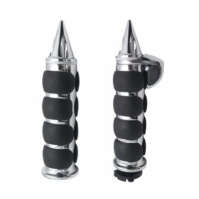 Dailygoods- Motorfiets Handgrepen 2 stuks - Assistor Control - 7/8" (22mm) Stuur Grips - Billet Aluminium - Zwart/Chroom - Compatibel met Ka-wa-saki/Ha-rley