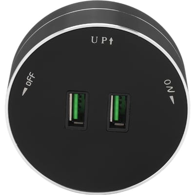 Adaptateur de Rail d'Alimentation Sans Fil Double Port USB Adaptateur de Prise Ronde Multifonctionnel avec Indicateur Lumineux CA 110‑250V gray