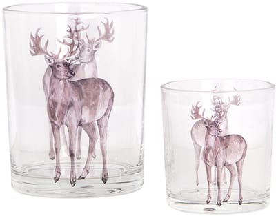 Clayre & Eef Theelichthouder Set van 2 Ø 7x8 / 10x13 cm Transparant Glas Hert